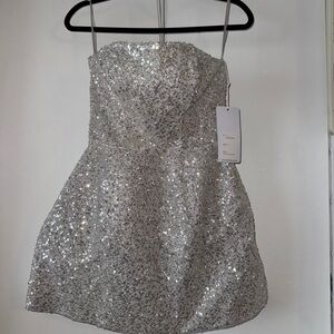 Silver Sequin Mini Dress